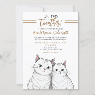Invitación Personalizado Boda de gatos de color marrón y blan