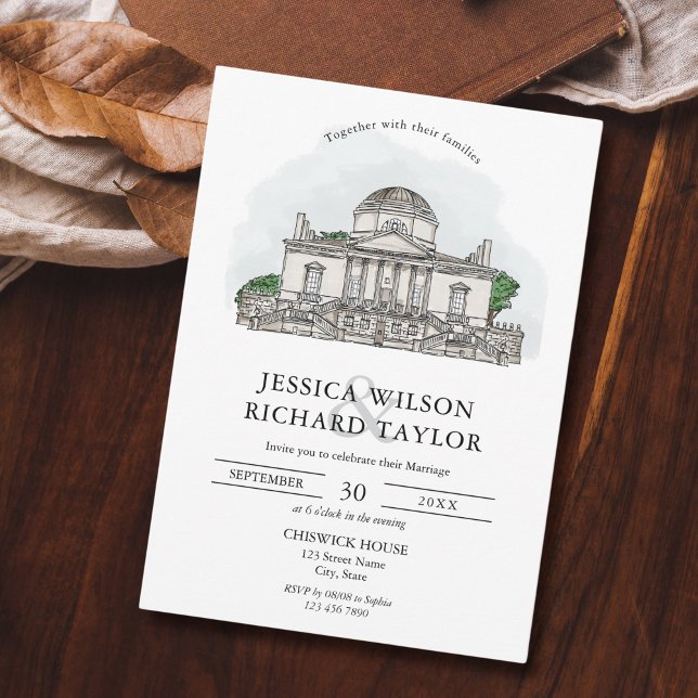 Invitación Personalizado Boda de Ilustracion de la vena dibuj (custom hand drawn wedding venue)