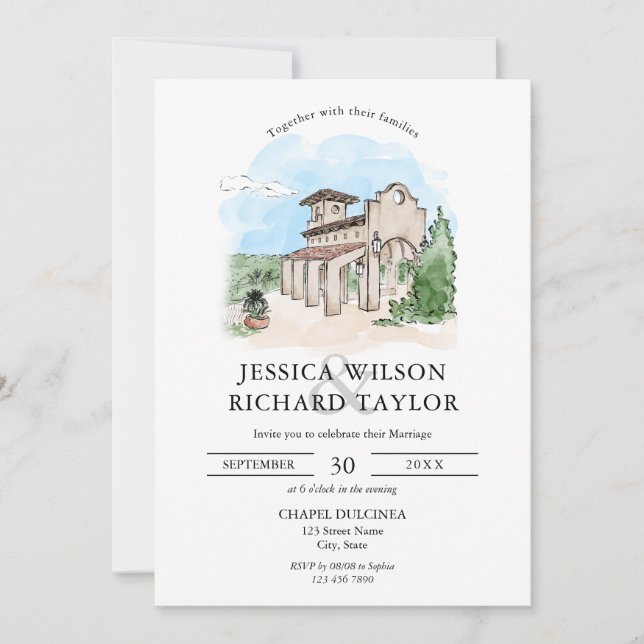 Invitación Personalizado Boda de Ilustracion Manor de la Casa (Anverso)