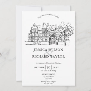 Invitación Personalizado Boda de Ilustracion Manor de la Casa