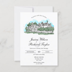 Invitación Personalizado Boda de Ilustracion Manor de la Casa