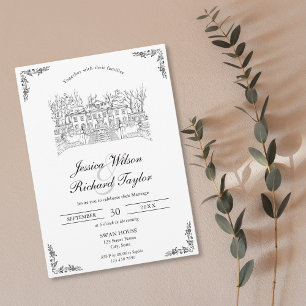 Invitación Personalizado Boda de Ilustracion Manor de la Casa