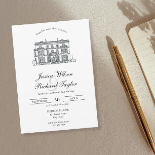 Invitación Personalizado Boda de Ilustracion Manor de la Casa