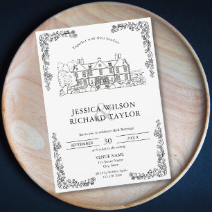 Invitación Personalizado Boda de Ilustracion Manor de la Casa