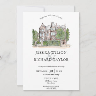 Invitación Personalizado Boda de Ilustracion Manor de la Casa