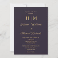 Personalizado Boda de la carta dorada azul de la M