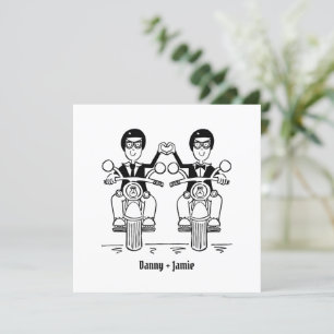 Invitación Personalizado Boda de la noche de dos motociclista