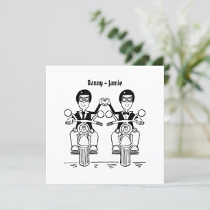 Invitación Personalizado Boda de la noche de dos motociclista