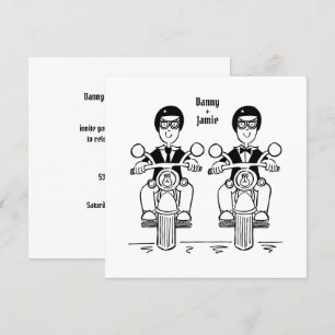 Invitación Personalizado Boda de la noche de dos motociclista