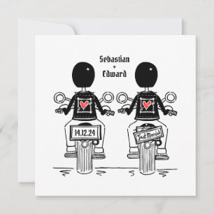 Invitación Personalizado Boda de motocicleta de dos Grooms Bi