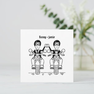 Invitación Personalizado Boda de motocicleta de dos Grooms Bi