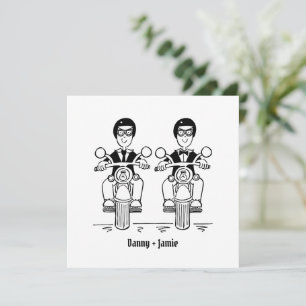 Invitación Personalizado Boda de motocicleta de dos Grooms Bi