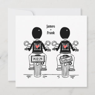 Invitación Personalizado Boda de motocicleta de dos Grooms Bi