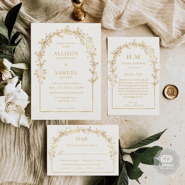 Invitación Personalizado Boda de Oro Otoño Gris Blanco (Custom White Grey Gold Autumn Wedding Invitation)