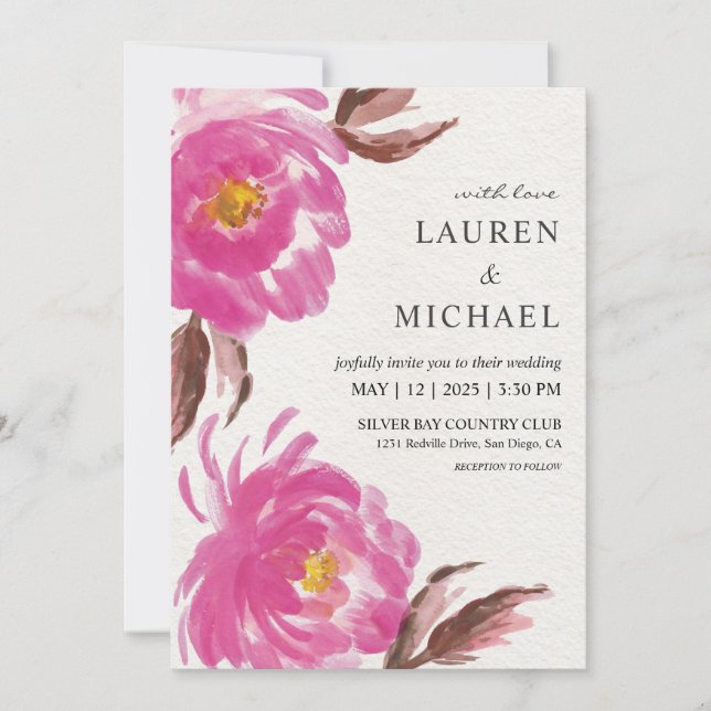 Invitación Personalizado Boda de Peonies de White Bank (Anverso)