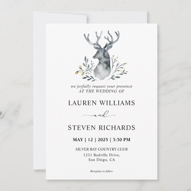 Invitación Personalizado Boda de tradición de ciervos de índi (Anverso)