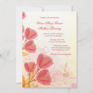 Invitación Personalizado boda de tulipanes rosa salmón con es