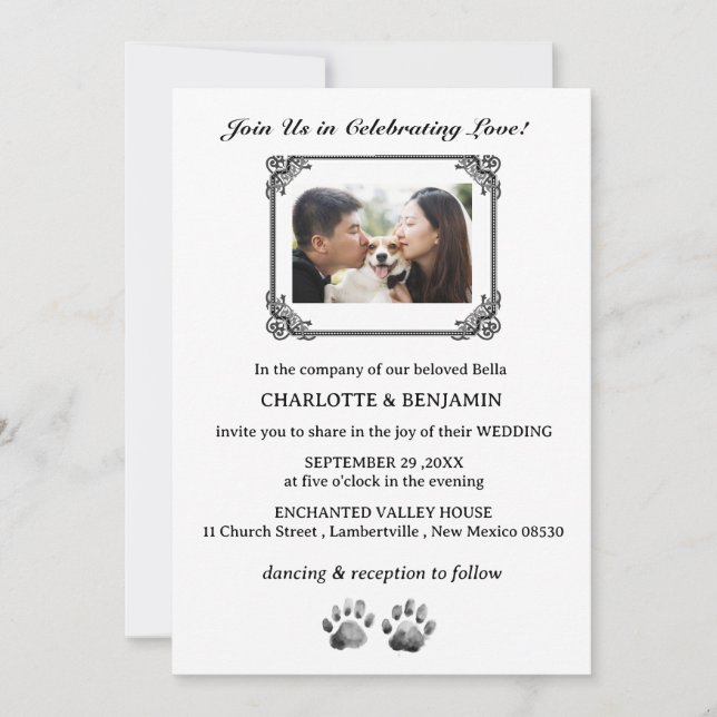 Invitación Personalizado Boda del tema del perro fotográfico (Anverso)