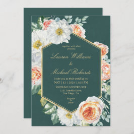 Invitación Personalizado Boda floral de color blanco oscuro