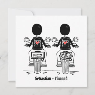 Invitación Personalizado Boda gay de motocicleta de dos Groom