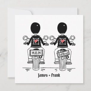 Invitación Personalizado Boda gay de motocicleta de dos Groom