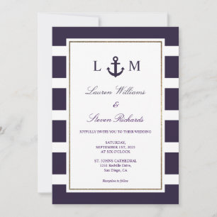 Invitación Personalizado Boda marino de la Marina Blanca Azul