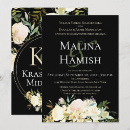 Invitación Personalizado Boda oscuro y moro Rosa de crema mon