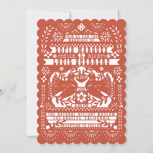 Invitación Personalizado Boda Papel Picado (Anverso)