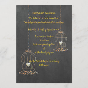Invitación Personalizado BODA RUSTIC BIRDCAGE CHALKBOARD