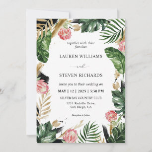 Invitación Personalizado Boda tropical de la pintura verde bl
