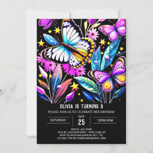 Invitación Personalizado Bohemian Vibrant Butterfly Cumpleaño