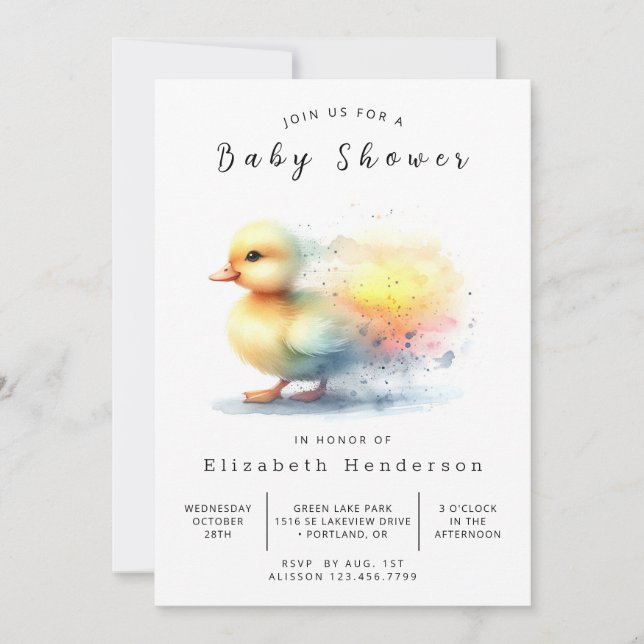Invitación Personalizado bohemio Duck Baby Shower (Anverso)