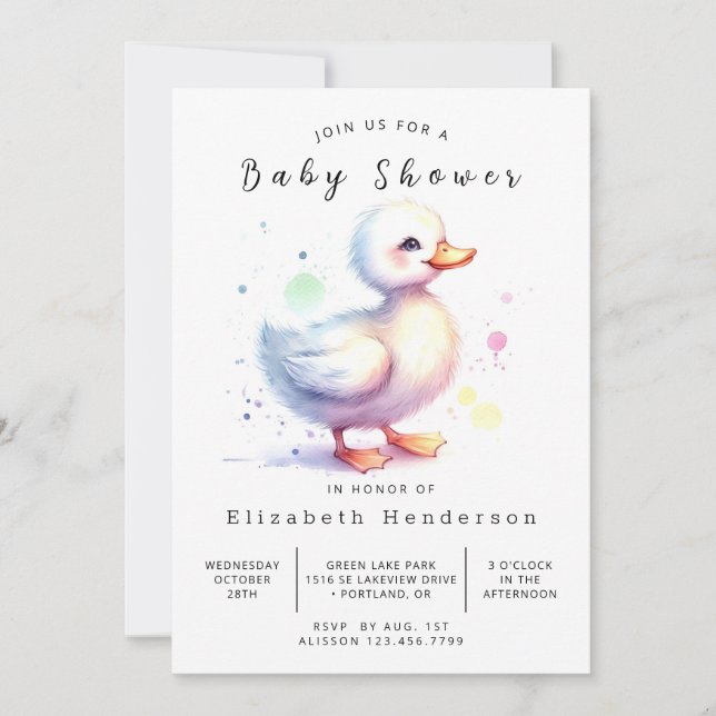 Invitación Personalizado bohemio Duck Baby Shower (Anverso)