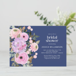 Invitación Personalizado Boho Blue Pink Purple Floral Bridal 