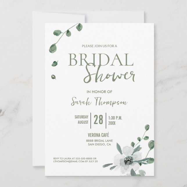 Invitación Personalizado Boho Botanical Eucalyptus Bridal Sho (Anverso)