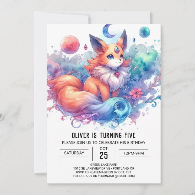 Invitación Personalizado Boho Fox Birthday (Anverso)