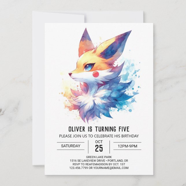 Invitación Personalizado Boho Fox Birthday (Anverso)