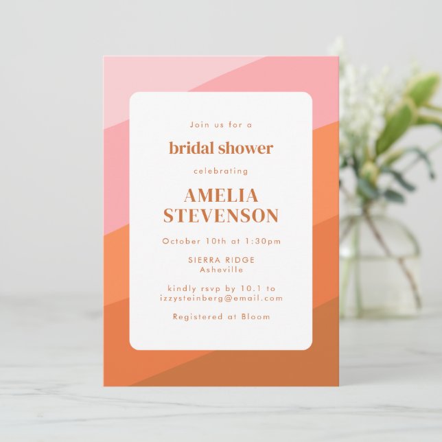 Invitación Personalizado Boho Naranja rosa Terracotta Bridal  (Anverso de pie)