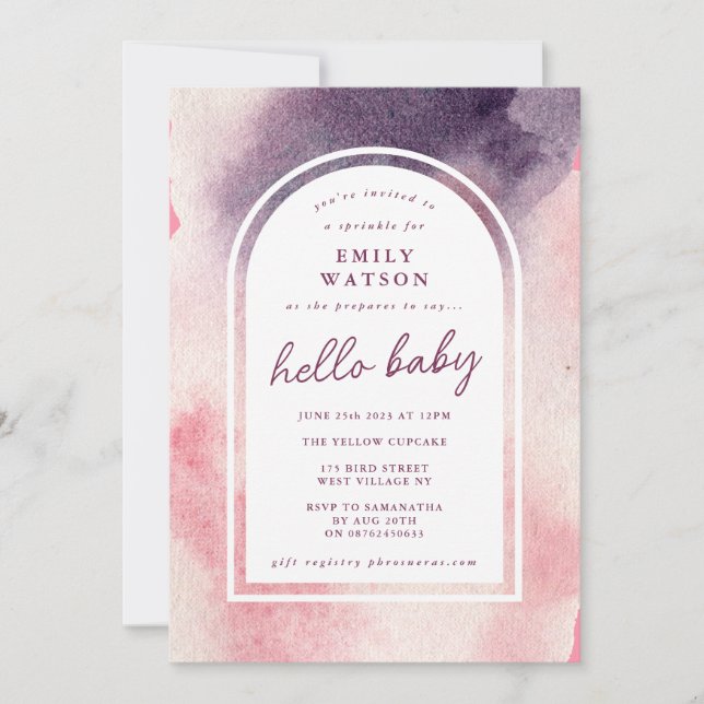Invitación Personalizado Boho Ombre Arch Género Neutral Baby  (Anverso)