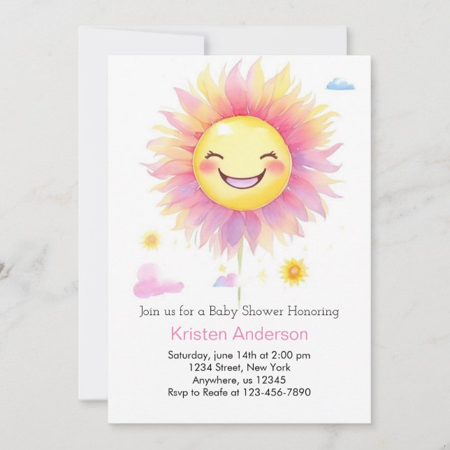 Invitación Personalizado Boho Sun Chica Baby Shower (Anverso)