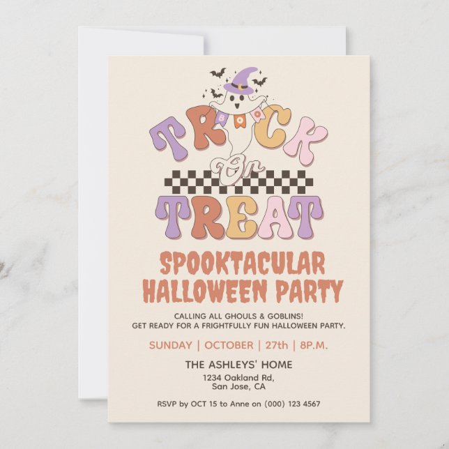 Invitación Personalizado Boo Ghost Trick o Trate Halloween (Anverso)