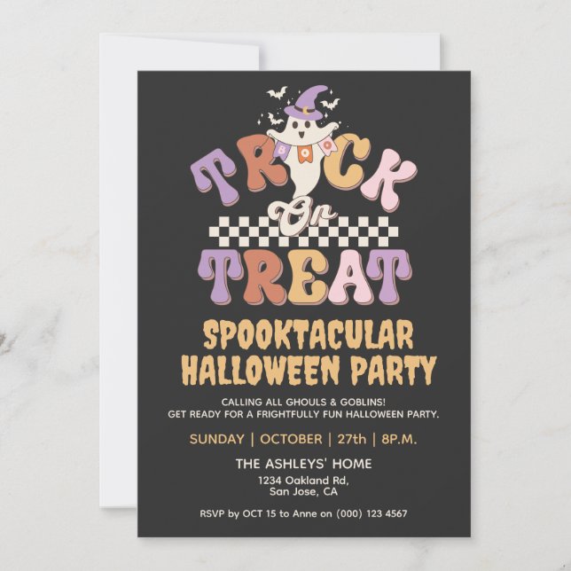 Invitación Personalizado Boo Ghost Trick o Trate Halloween (Anverso)