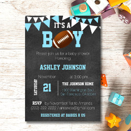 Invitación Personalizado Boy Chalkboard Tema de fútbol Baby S