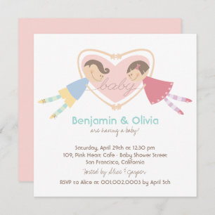 Invitación Personalizado Boy Hearts Chica Parejas de Amor Bab