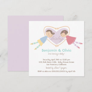 Invitación Personalizado Boy Hearts Chica Parejas de Amor Bab