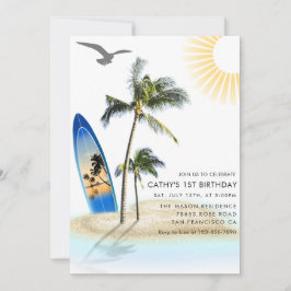 Invitación Personalizado Branded Beach Summer Neutral 1er cum