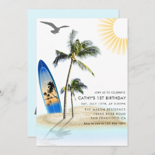 Invitación Personalizado Branded Beach Summer Neutral 1er cum