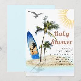 Invitación Personalizado Branded Beach Surfing Baby Shower