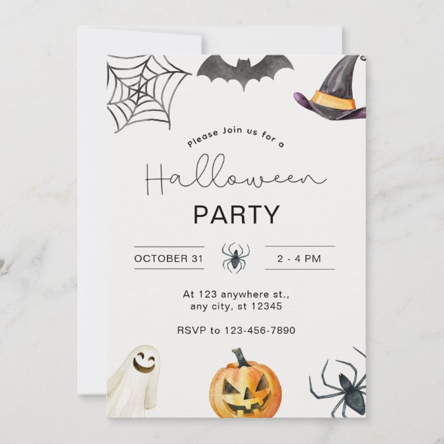 Invitación Personalizado Branded Elegant Adults Halloween Par (Anverso)