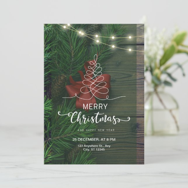 Invitación Personalizado Branded Green Simple Merry Christmas (Anverso de pie)